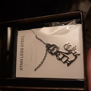 Stainless steel mother and child pendant necklace